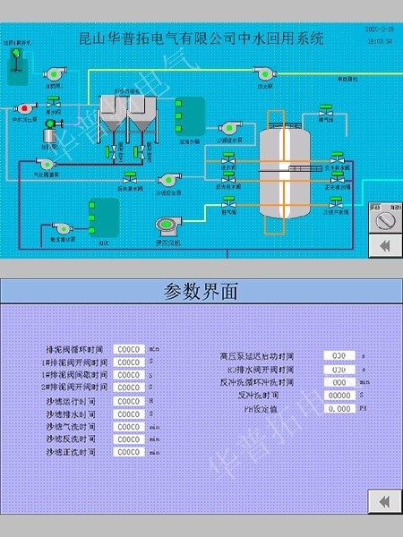 中水回用系统参数界面